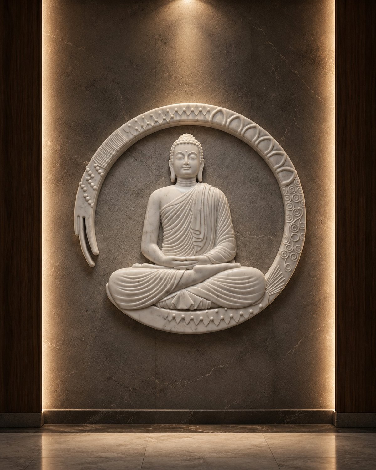 Buddha in the ring — carved in white marble