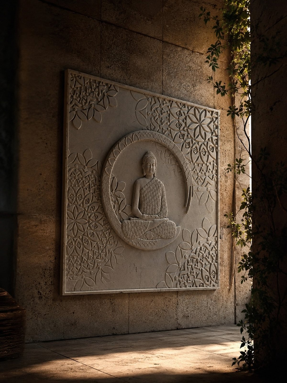 Buddha in bloom &mdash; beige limestone