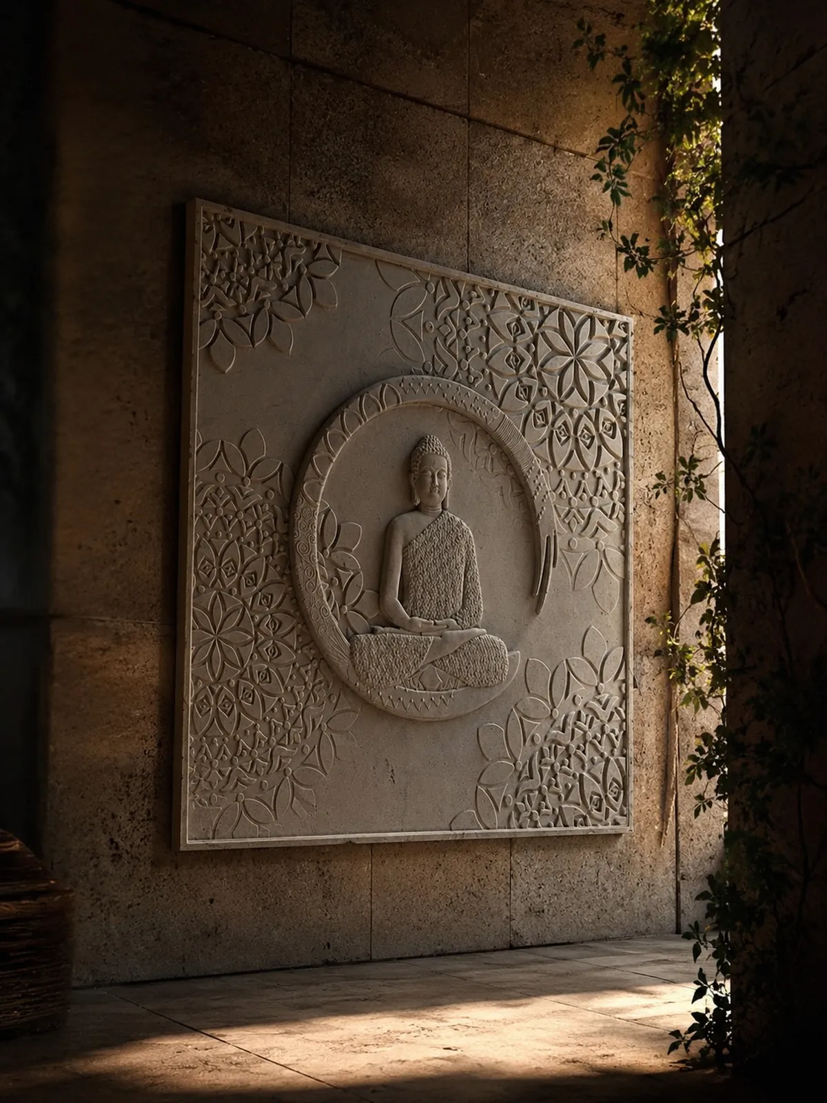 Buddha in bloom — Beige limestone