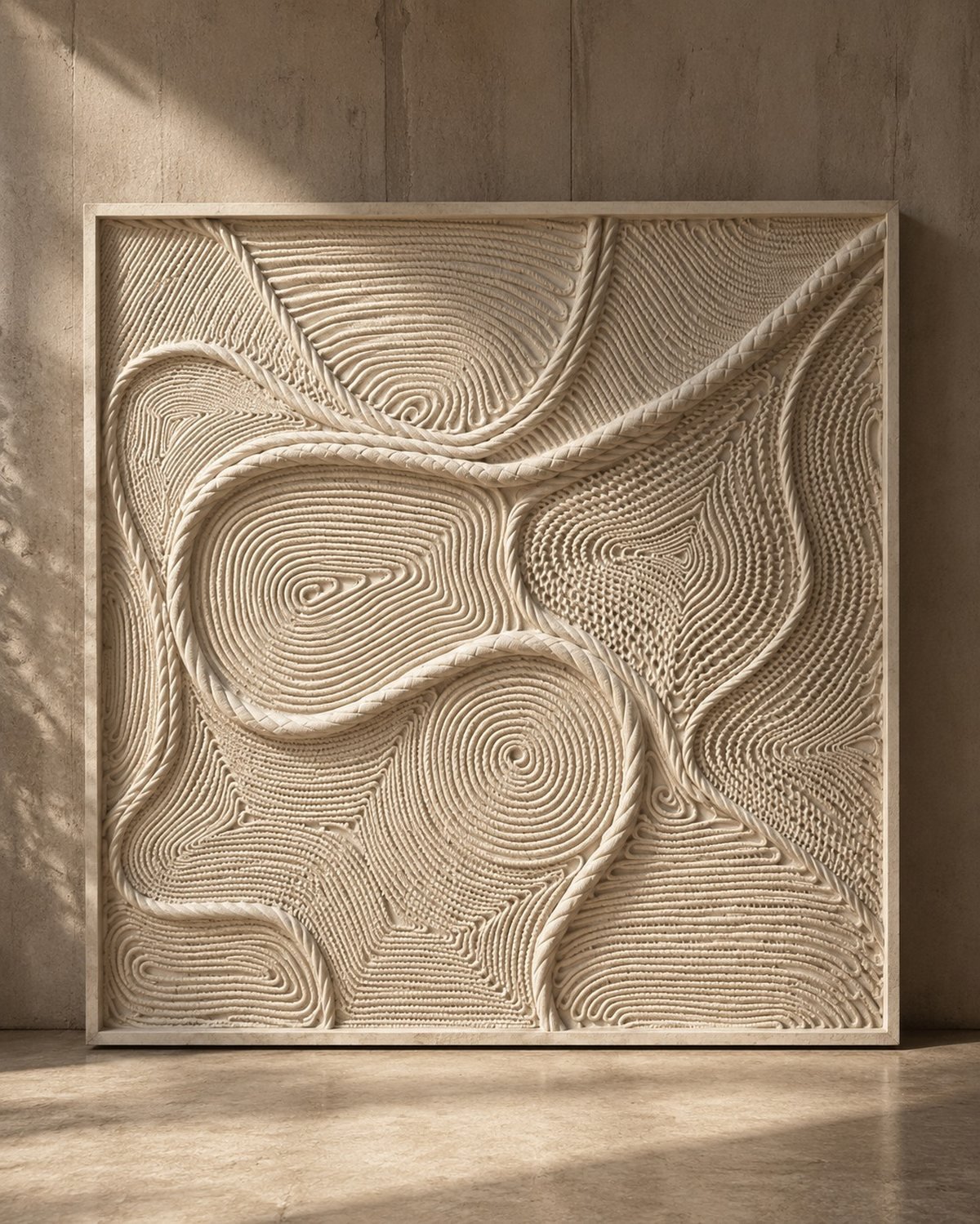 Contour swirl — carved in travertine
