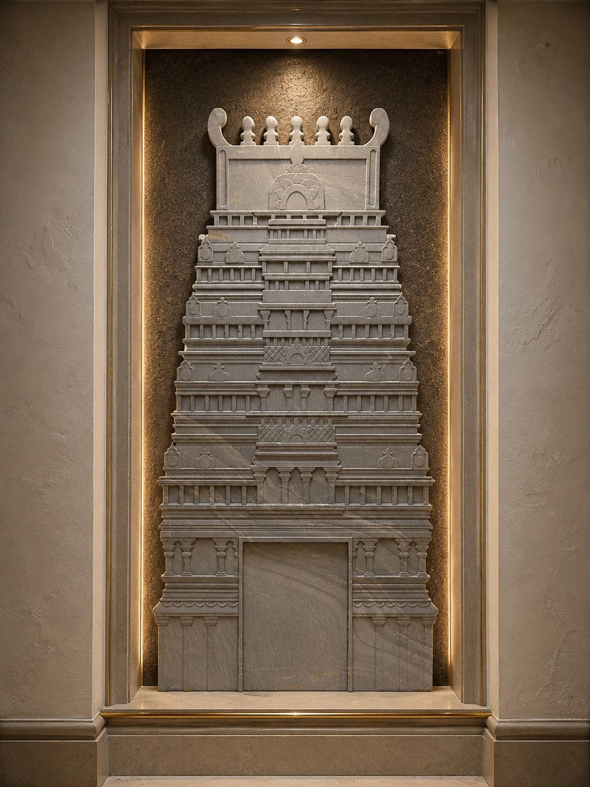 Gopuram — carved in grey granite