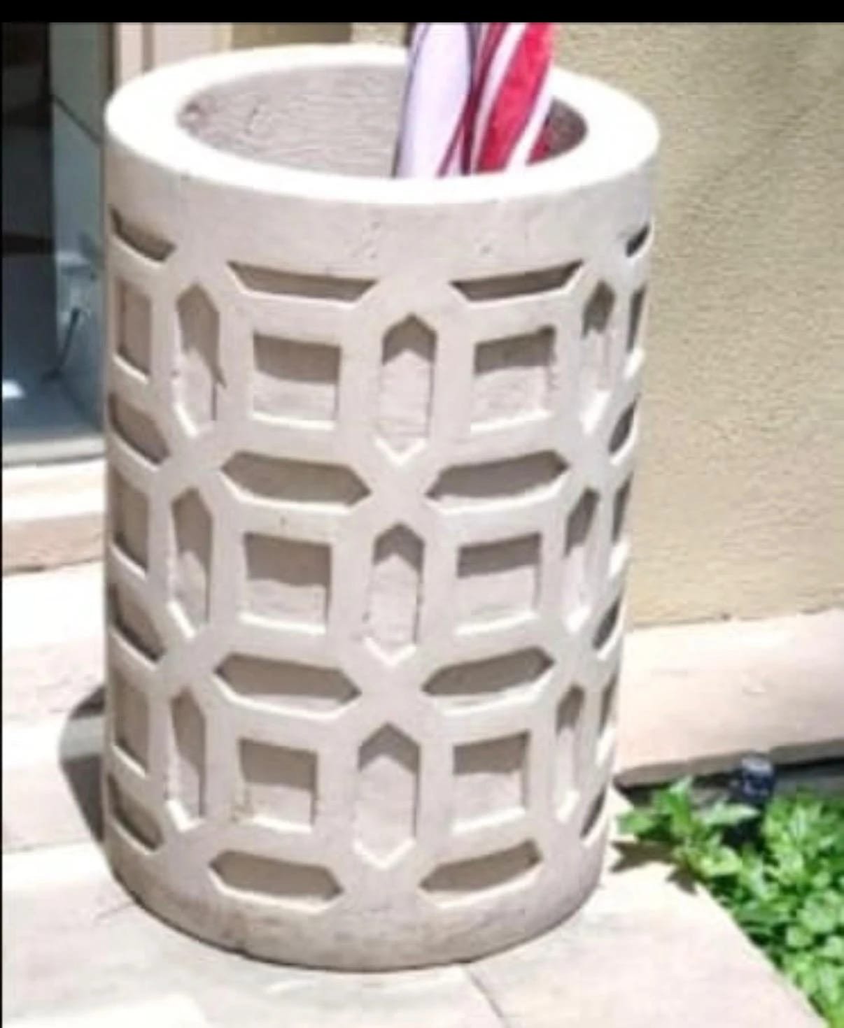 Jali cylinder — carved in beige sandstone