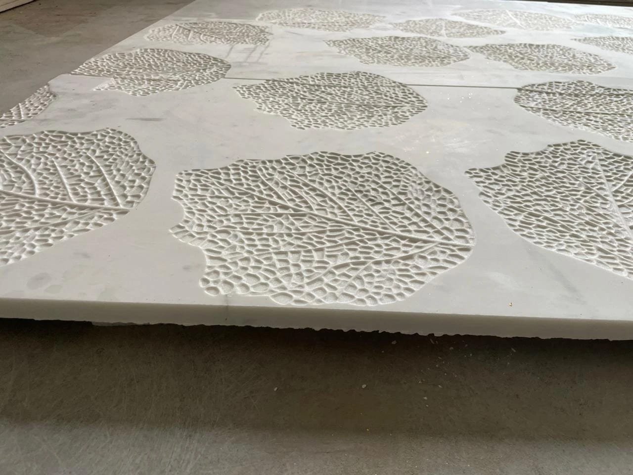 Leaf relief, detail — carved in white marble