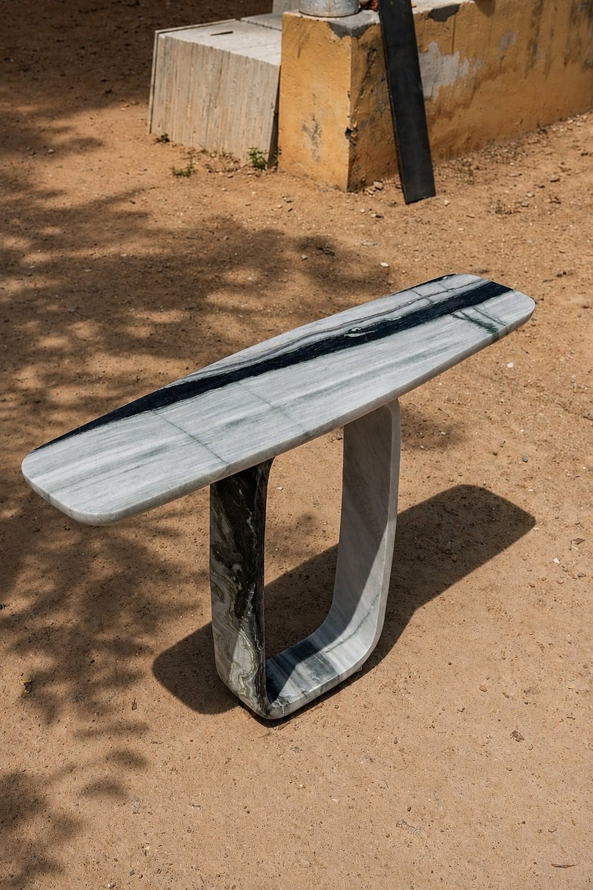 Console table — carved in green-veined marble