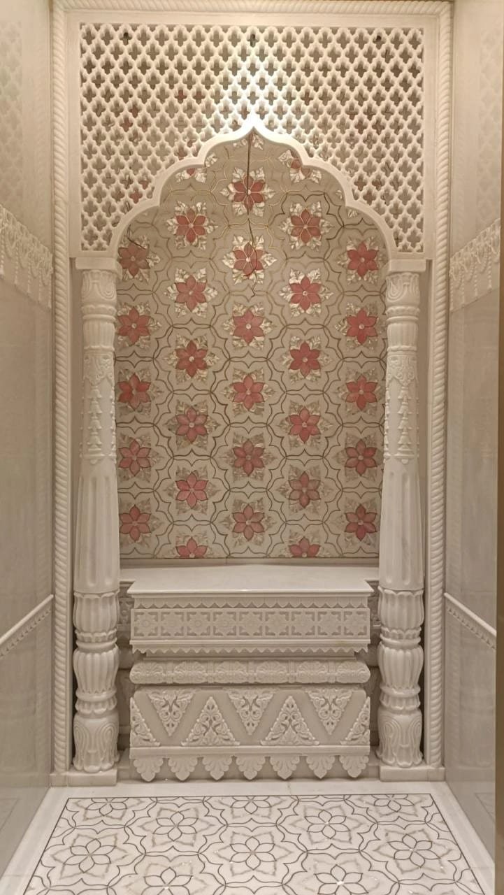 Domestic mandir — carved in white marble