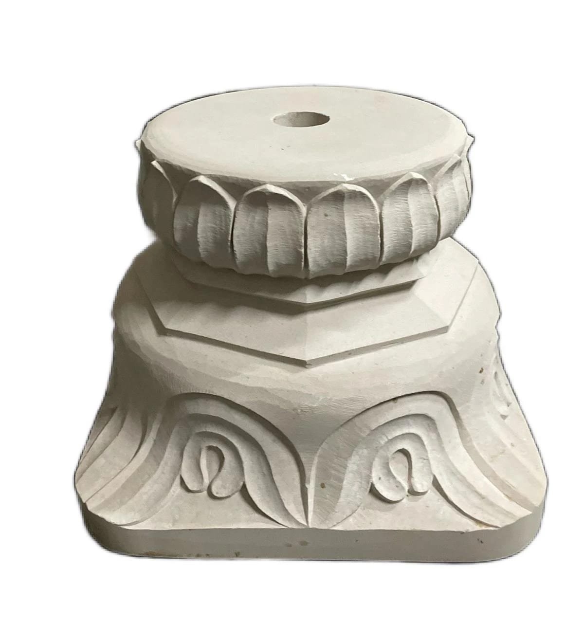Parasol base, scroll — carved in sandstone