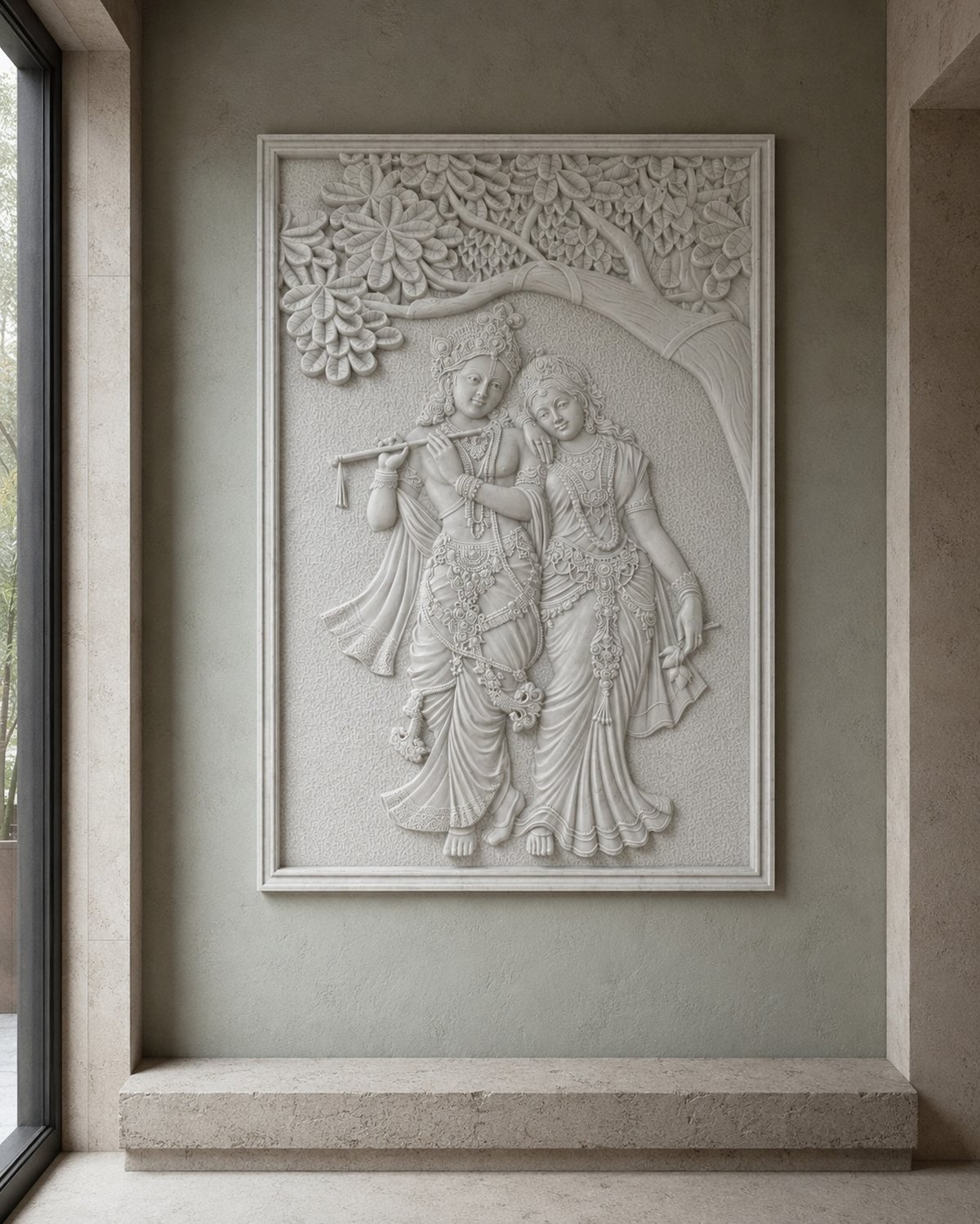 Radha Krishna — carved in white marble